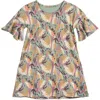 Mightly Organic Cotton Flutter Sleeve Cascade Dress In Whimsy