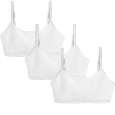 Mightly Kids'  Organic Cotton Girls Bralette 3-pk In White
