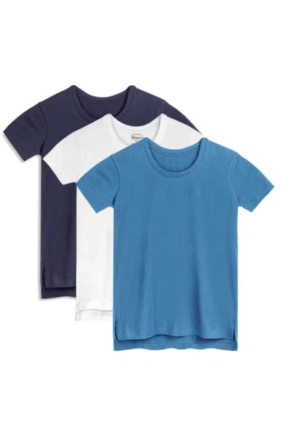 Mightly Kids'  Organic Cotton Girls Extended Length T-shirt 3-pack In Blue