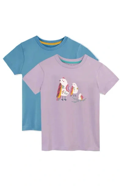 Mightly Kids'  Organic Cotton Girls Short Sleeve Graphic T-shirt 2-pack In Multi