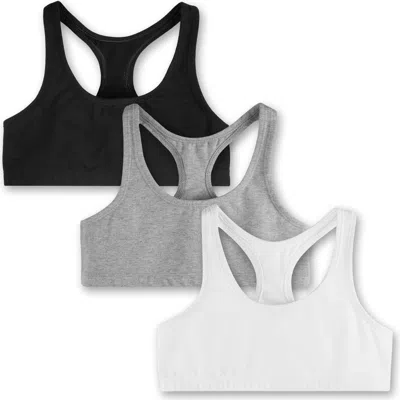 Mightly Kids'  Organic Cotton Girls Sports Bras 3-pk In Gray