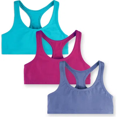 Mightly Kids'  Organic Cotton Girls Sports Bras 3-pk In Multi
