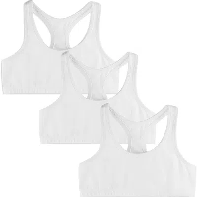 Mightly Kids'  Organic Cotton Girls Sports Bras 3-pk In White