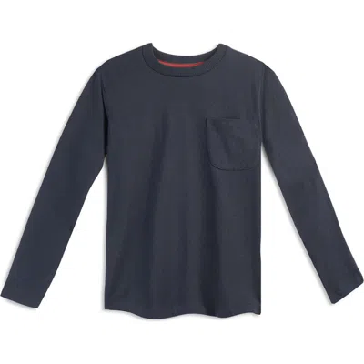 Mightly Organic Cotton Kids Long Sleeve Pocket T-shirt In Blue