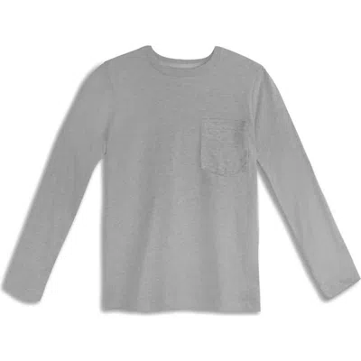 Mightly Organic Cotton Kids Long Sleeve Pocket T-shirt In Gray