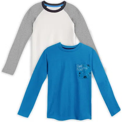 Mightly Organic Cotton Kids Long Sleeve T-shirt 2-pack In Blue