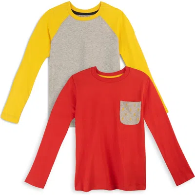 Mightly Organic Cotton Kids Long Sleeve T-shirt 2-pack In Multi