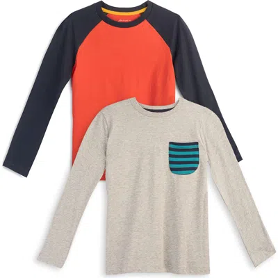 Mightly Organic Cotton Kids Long Sleeve T-shirt 2-pack In Multi