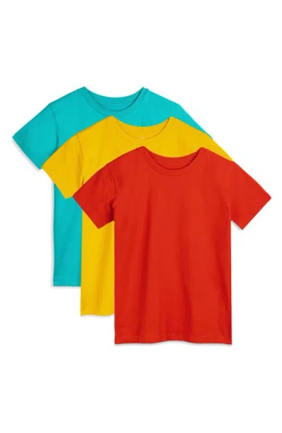Mightly Organic Cotton Kids Short Sleeve T-shirt 3-pack In Multi