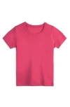 Mightly Kids'  Organic Cotton Long Sleeve Ribbed Scoop Neck Tee In Begonia