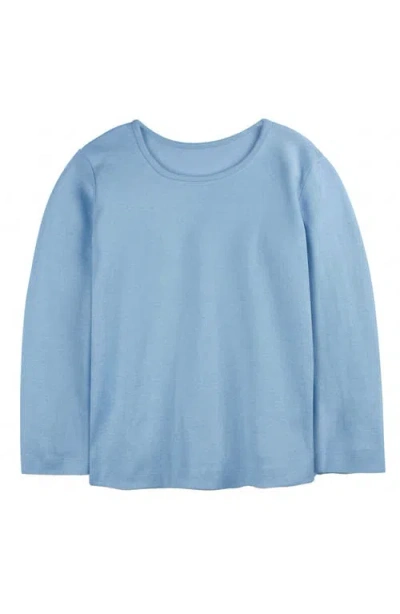 Mightly Kids'  Organic Cotton Long Sleeve Ribbed Scoop Neck Tee In Blue