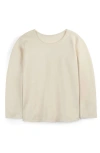 Mightly Kids'  Organic Cotton Long Sleeve Ribbed Scoop Neck Tee In Ivory