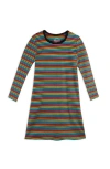 Mightly Organic Cotton Long Sleeve T-shirt Dress In Jewel Stripe