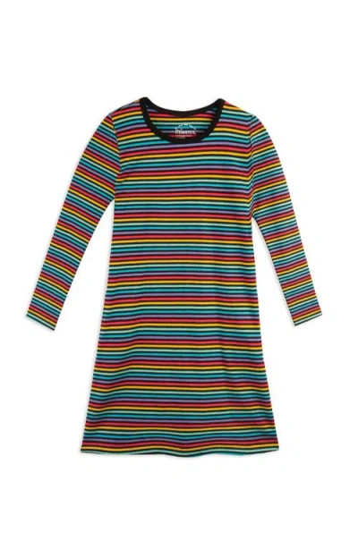 Mightly Kids'  Organic Cotton Long Sleeve T-shirt Dress In Jewel Stripe