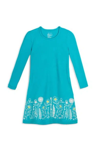Mightly Kids'  Organic Cotton Long Sleeve T-shirt Dress In Lili's Garden
