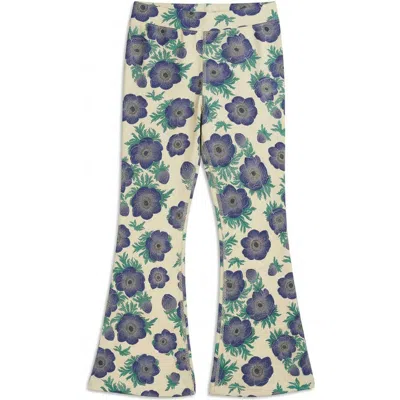 Mightly Kids'  Organic Cotton Print Flare Leggings In Blue
