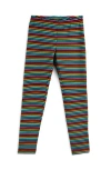 Mightly Kids'  Organic Cotton Reinforced Knee Leggings In Jewel Stripe