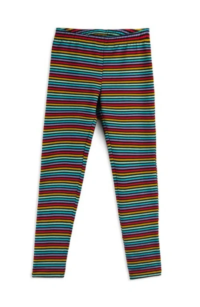 Mightly Kids'  Organic Cotton Reinforced Knee Leggings In Jewel Stripe