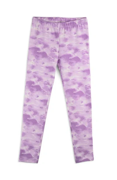 Mightly Kids'  Organic Cotton Reinforced Knee Leggings In Lilac Cloud