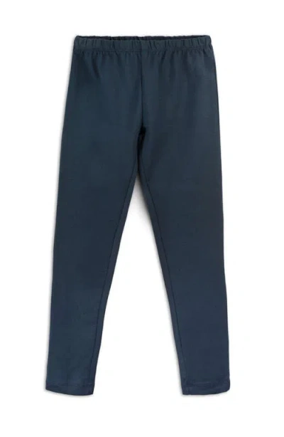 Mightly Kids'  Organic Cotton Reinforced Knee Leggings In Navy