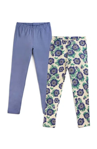 Mightly Kids'  Organic Cotton Reinforced Knee Print Leggings 2-pk In Multi