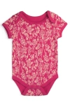 Mightly Organic Cotton Short Sleeve Bodysuit In Begonia Bloom