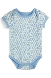 Mightly Kids'  Organic Cotton Short Sleeve Bodysuit In Chambray Twig