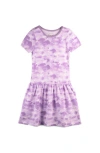 Mightly Babies'  Organic Cotton Short Sleeve Drop Waist Tier Dress In Lilac Cloud