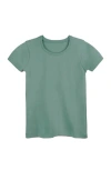 Mightly Organic Cotton Short Sleeve Ribbed Scoop Neck Tee In Green