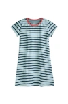 Mightly Kids'  Organic Cotton Short Sleeve T-shirt Dress In Blue Stripe
