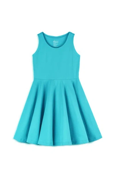 Mightly Kids'  Organic Cotton Sleevless Solid Twirl Dress In Blue