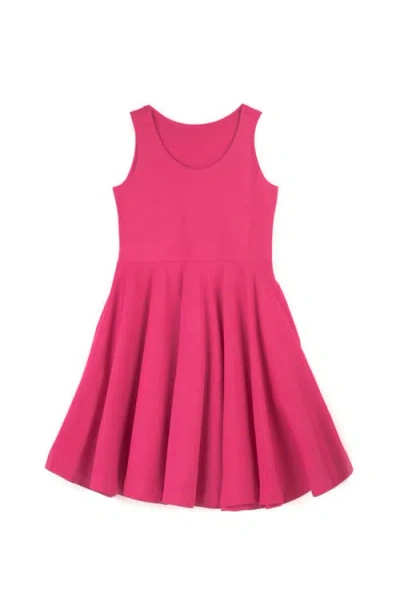 Mightly Kids'  Organic Cotton Sleevless Solid Twirl Dress In Pink