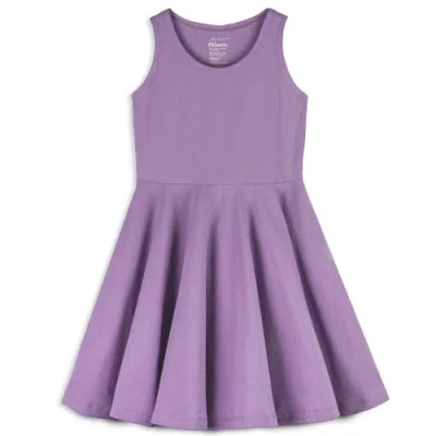 Mightly Kids'  Organic Cotton Sleevless Solid Twirl Dress In Purple