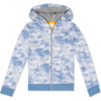 Mightly Kids'  Organic Cotton Zip Up Pocket Hoodie In Blue Cloud