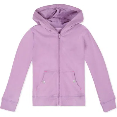 Mightly Kids'  Organic Cotton Zip Up Pocket Hoodie In Lilac