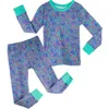 Mightly Rebel Girls 100% Organic Cotton Long Sleeve Snug Fit Kids Pajamas In Purple Leopard