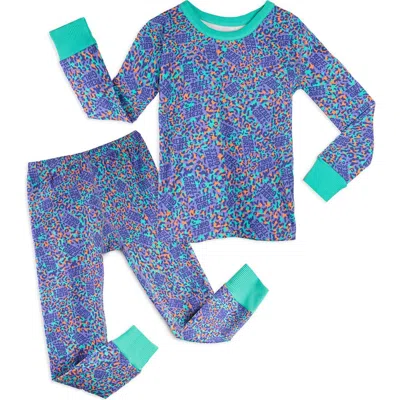 Mightly Rebel Girls 100% Organic Cotton Long Sleeve Snug Fit Kids Pajamas In Purple Leopard