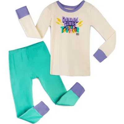 Mightly Rebel Girls 100% Organic Cotton Long Sleeve Snug Fit Kids Pajamas In Rebel Graphic
