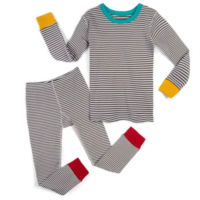 Mightly Kids' Unisex Gray Stripe 2-piece Pajamas
