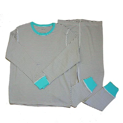 Mightly Kids' Unisex Gray White Turquoise 2-piece Pajamas In Black