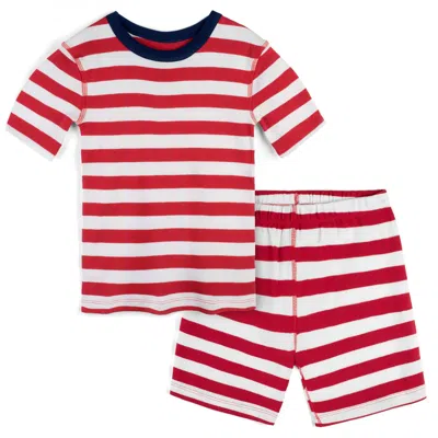 Mightly Kids' Unisex Red Stripe 2-piece Pajamas In Multi