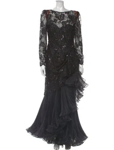 Pre-owned Mignon Bateau Neckline Long Dress In Multi