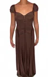 Mignon Beaded Jersey Gown In Brown In Brown