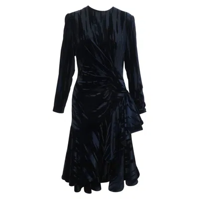 Pre-owned Mignon Black Burnout Velvet Cocktail Dress, 1980's
