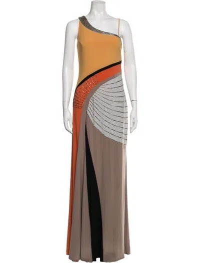 Pre-owned Mignon Colorblock Pattern Long Dress W/ Tags In Multicolor