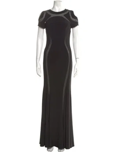 Pre-owned Mignon Crew Neck Long Dress In Black