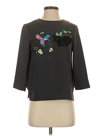 Pre-owned Mignon Doo 3/4 Sleeve Top Black Boatneck Tops