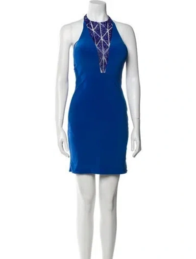 Pre-owned Mignon Halterneck Mini Dress In Blue