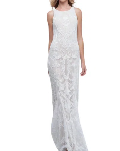 Mignon Heavy Beading & Sequin Open Back Bridal Gown In White