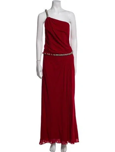 Pre-owned Mignon One-shoulder Long Dress In Red